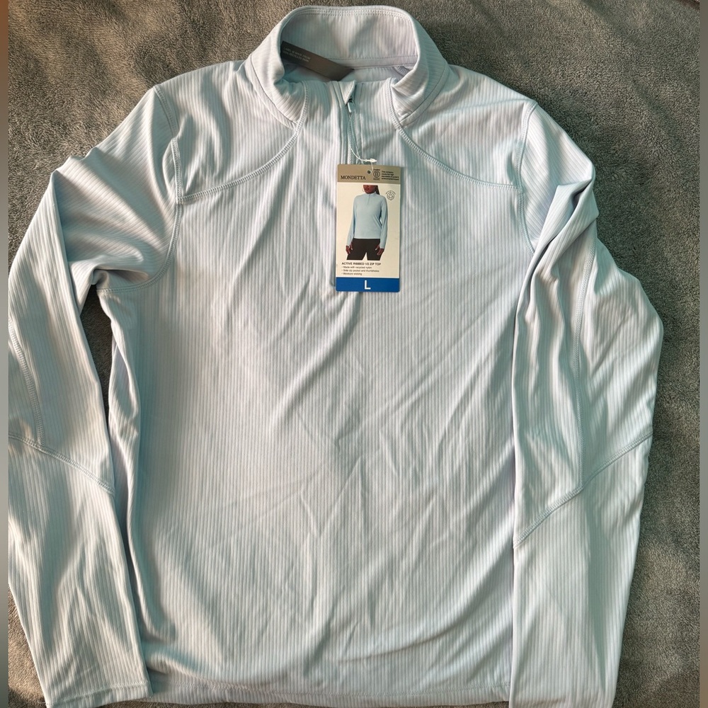 Mondetta Baby blue ribbed active quarter zip